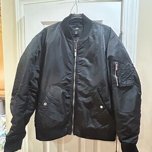 H&M Men's Classic Black Bomber Jacket